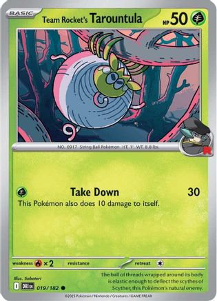 Team Rocket's Tarountula 019  - Reverse Holofoil - Common