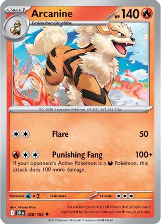 Arcanine 028  - Reverse Holofoil - Uncommon