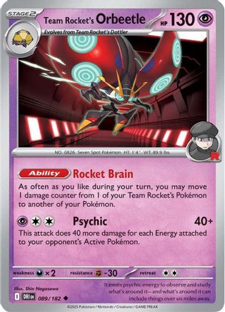 Team Rocket's Orbeetle 089/182  - Reverse Holofoil - Uncommon