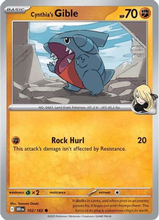 Cynthia's Gible 102  - Reverse Holofoil - Common