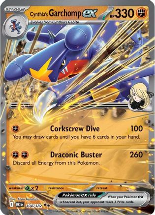 Cynthia's Garchomp ex 104/182  - Holofoil - Double Rare