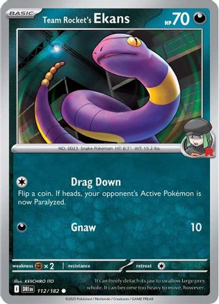 Team Rocket's Ekans 112  - Reverse Holofoil - Common
