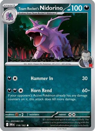 Team Rocket's Nidorino 118  - Common