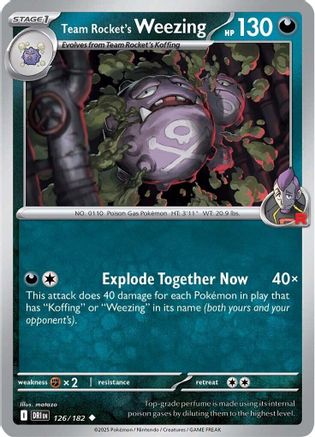 Team Rocket's Weezing 126/182  - Reverse Holofoil - Uncommon