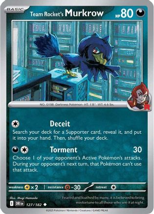 Team Rocket's Murkrow 127/182  - Reverse Holofoil - Uncommon