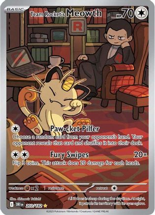 Team Rocket's Meowth 203/182  - Holofoil - Illustration Rare
