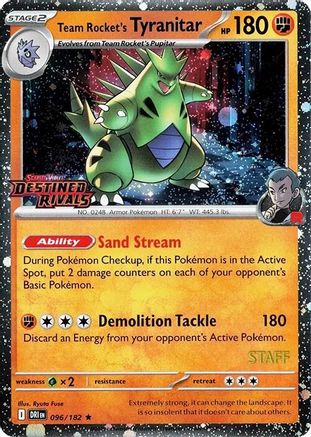 Team Rocket's Tyranitar (Prerelease) [Staff] 096  - Holofoil - Rare