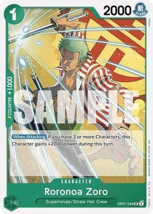 Roronoa Zoro (Reprint) (OP07-034) - Uncommon