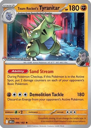 Team Rocket's Tyranitar (Pokemon Center Exclusive) 096  - Rare