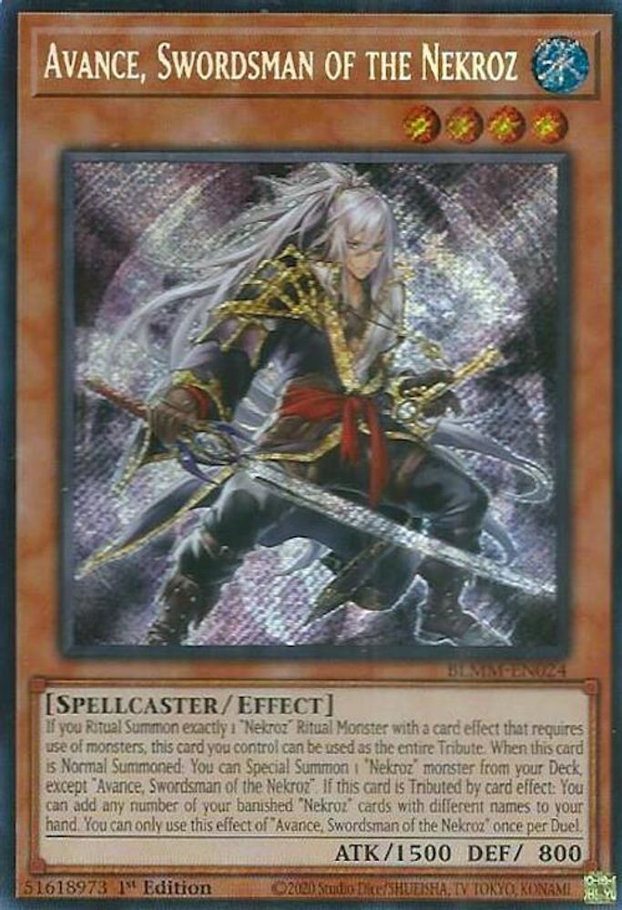 Avance, Swordsman of the Nekroz (BLMM-EN024) - Secret Rare