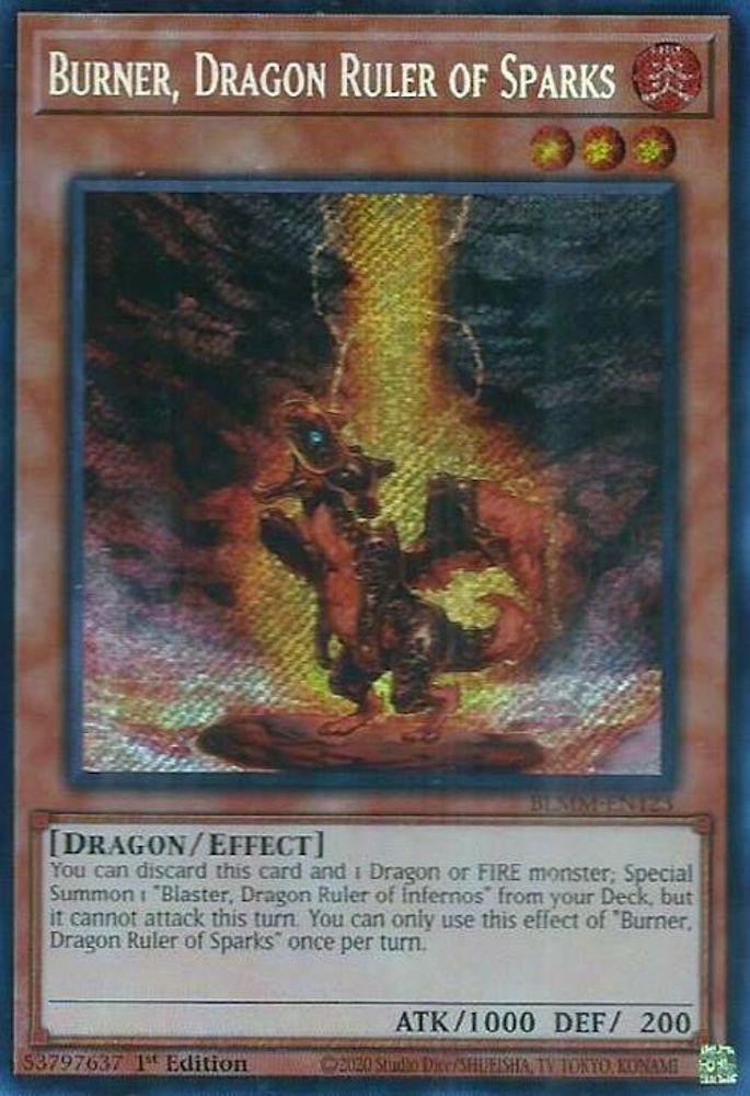 Burner, Dragon Ruler of Sparks (BLMM-EN123) - Secret Rare