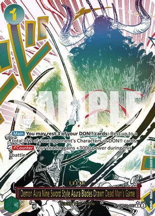 Demon Aura Nine Sword Style Asura Blades Drawn Dead Man's Game (Alternate Art) (OP12-037) - Rare