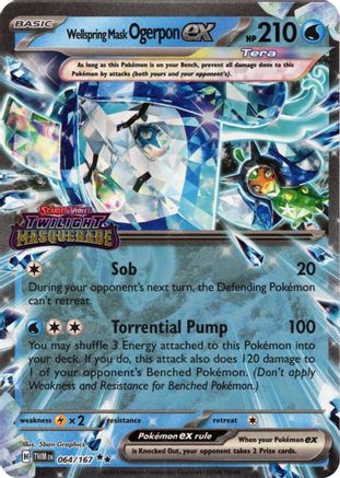 Wellspring Mask Ogerpon ex (Twilight Masquerade Stamp) 064  - Holofoil - Double Rare