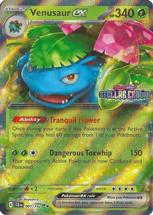 Venusaur ex (Stellar Crown Stamp) 001  - Holofoil - Double Rare