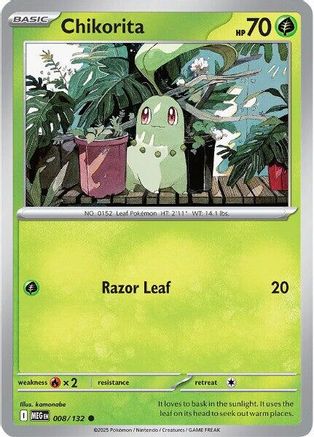 Chikorita 008  - Reverse Holofoil - Common