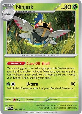 Ninjask 017/132  - Reverse Holofoil - Uncommon