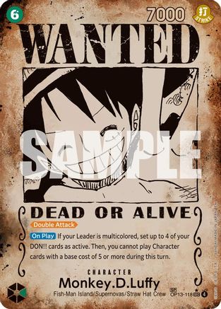 Monkey.D.Luffy (118) (Wanted Poster) (OP13-118) - Secret Rare