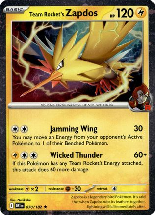 Team Rocket's Zapdos (Cosmos Holo) 070/182  - Holofoil - Promo
