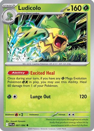 Ludicolo 007/094  - Reverse Holofoil - Uncommon