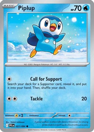 Piplup 027/094  - Reverse Holofoil - Common