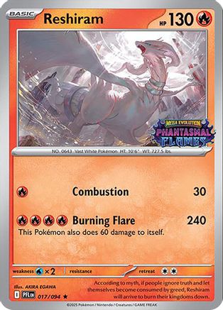 Reshiram (Phantasmal Flames Stamped) 017  - Holofoil - Rare