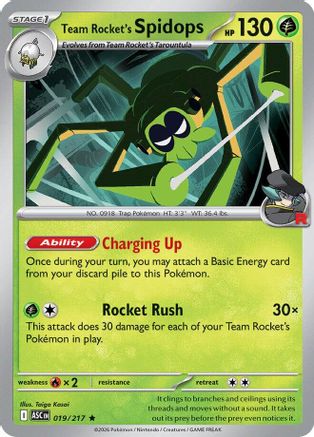 Team Rocket's Spidops 019  - Holofoil - Rare