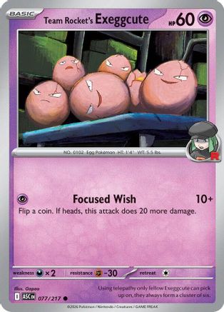Team Rocket's Exeggcute 077  - Reverse Holofoil - Common