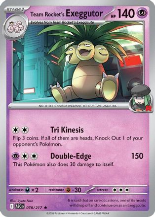 Team Rocket's Exeggutor 078  - Reverse Holofoil - Rare