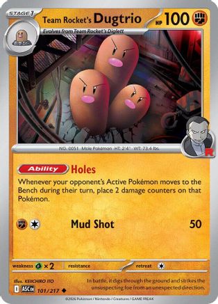 Team Rocket's Dugtrio 101/217  - Reverse Holofoil - Uncommon
