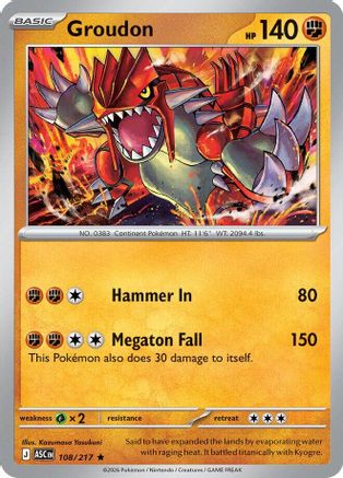 Groudon 108  - Reverse Holofoil - Rare