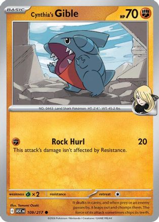 Cynthia's Gible 109  - Reverse Holofoil - Common
