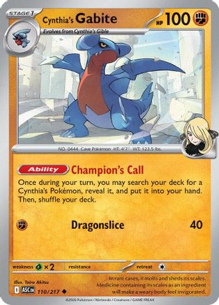 Cynthia's Gabite 110  - Uncommon