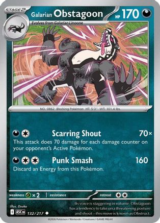 Galarian Obstagoon 132/217  - Reverse Holofoil - Uncommon