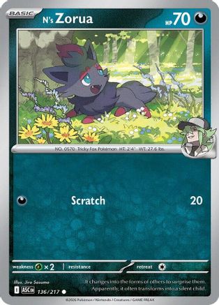 N's Zorua 136  - Reverse Holofoil - Common