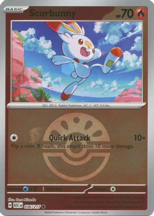 Scorbunny (Friend Ball) 036/217  - Reverse Holofoil - Common