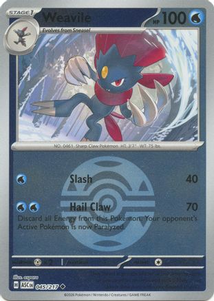 Weavile (Dusk Ball) 045/217  - Reverse Holofoil - Uncommon