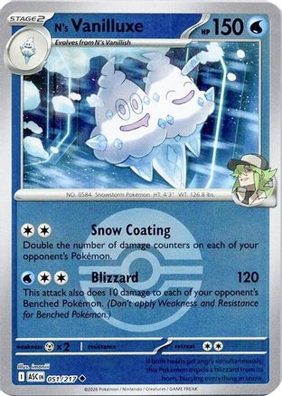 N's Vanilluxe (Poke Ball) 051  - Reverse Holofoil - Uncommon