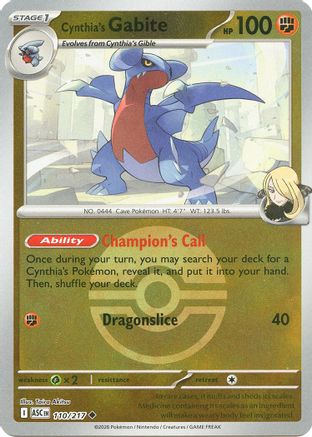 Cynthia's Gabite (Poke Ball) 110  - Reverse Holofoil - Uncommon