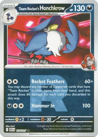 Team Rocket's Honchkrow (Team Rocket) 127  - Reverse Holofoil - Rare