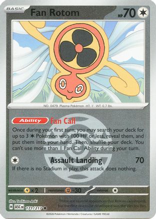 Fan Rotom (Dusk Ball) 171/217  - Reverse Holofoil - Common