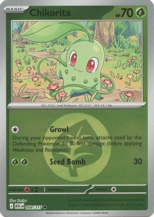 Chikorita (Energy Symbol Pattern) 008  - Reverse Holofoil - Common