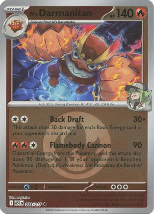 N's Darmanitan (Energy Symbol Pattern) 033  - Reverse Holofoil - Uncommon