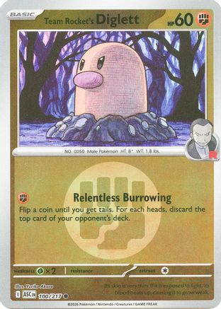 Team Rocket's Diglett (Energy Symbol Pattern) 100  - Reverse Holofoil - Common