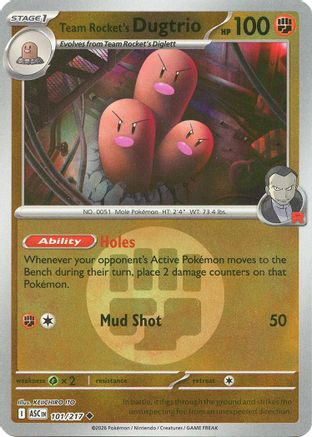 Team Rocket's Dugtrio (Energy Symbol Pattern) 101/217  - Reverse Holofoil - Uncommon