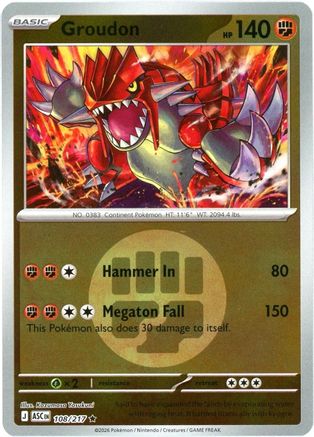 Groudon (Energy Symbol Pattern) 108  - Reverse Holofoil - Rare