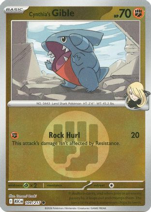 Cynthia's Gible (Energy Symbol Pattern) 109  - Reverse Holofoil - Common