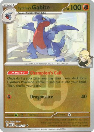 Cynthia's Gabite (Energy Symbol Pattern) 110  - Reverse Holofoil - Uncommon