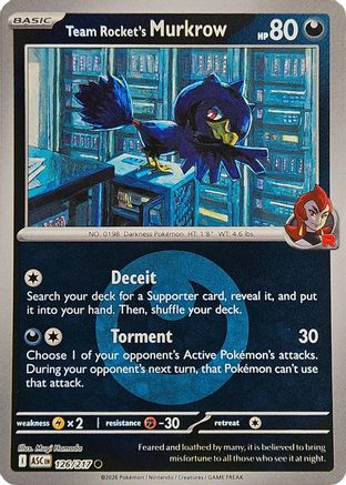 Team Rocket's Murkrow (Energy Symbol Pattern) 126  - Reverse Holofoil - Common