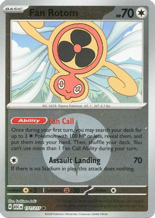 Fan Rotom (Energy Symbol Pattern) 171/217  - Reverse Holofoil - Common