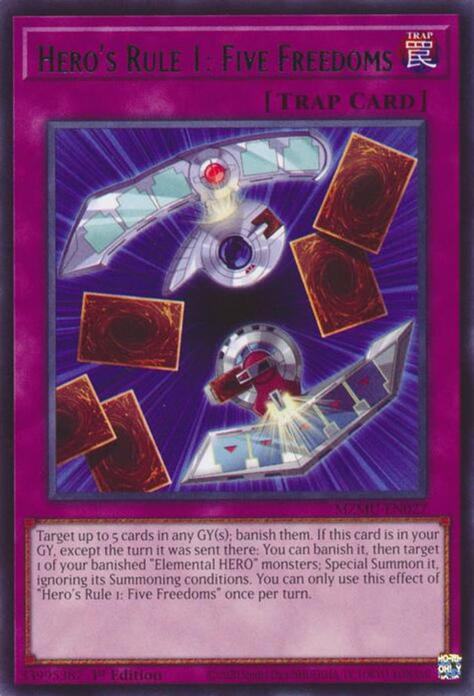Hero's Rule 1: Five Freedoms (MZMU-EN027) - Rare